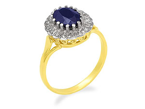 9ct gold Oval Sapphire and Diamond Cluster Ring 049276-K