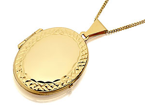 9ct gold Patterned Edge Hinged Locket and Chain