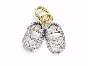 9ct Gold Pav Set Cubic Zirconia Baby Booties