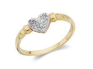 9ct Gold Pave Set Diamond Heart Cluster Ring
