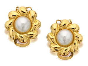 Pearl Flower Clip On Earrings 1.5cm -