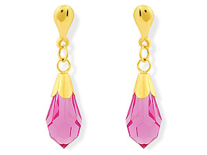 Pink Crystal Hook Wire Earrings 15mm