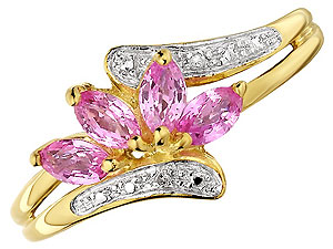 9ct gold Pink Sapphire and Diamond Ring 048488-M