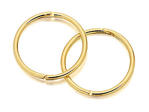 9ct Gold Plain Hinged Hoop Earrings 13mm - 072472