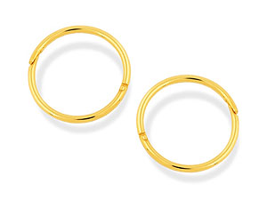 9ct gold Plain Hoop Earrings 072472