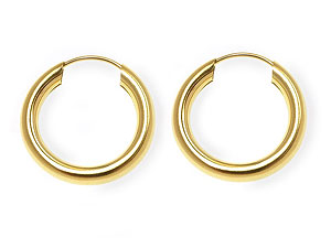 9ct Gold Plain Hoop Earrings 15mm - 072003