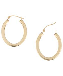 9ct Gold Plain Oval Creole Earrings