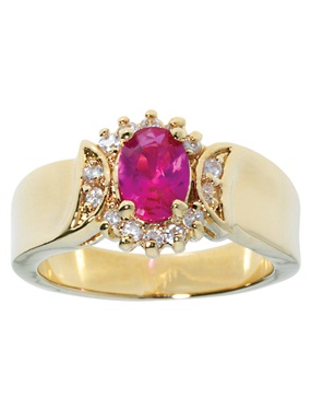 Plated 15-Stone Ruby and Cubic Zirconia