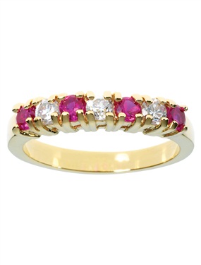 Plated 7-Stone Ruby and Cubic Zirconia