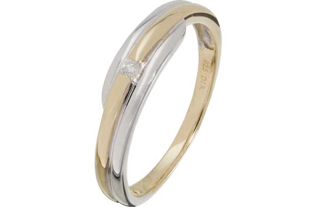 9ct Gold Plated and Sterling Silver Diamond Ring
