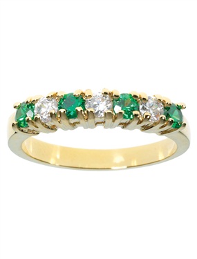 9ct Gold Plated Emerald and Cubic Zirconia
