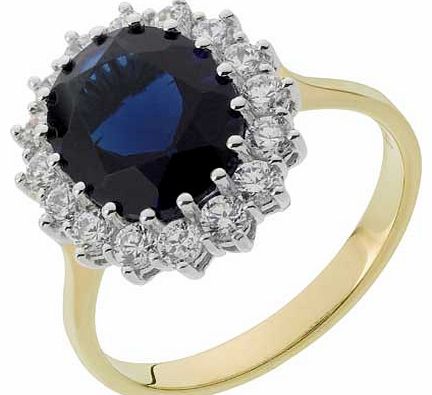 9ct Gold Plated Silver Blue Sapphire CZ Cluster