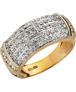 9ct Gold Plated Silver Gents Cubic Zirconia Band