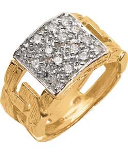 9ct Gold Plated Silver Gents Cubic Zirconia Ring
