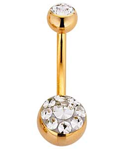 9ct Gold Plated Stainless Steel Crystal Belly Bar