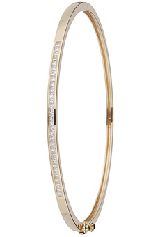 9ct gold Princess Cut Diamond Bangle
