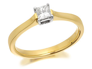 9ct Gold Princess Cut Diamond Solitaire Ring