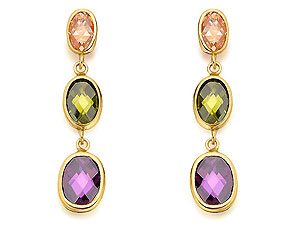 9ct Gold Purple Green And Orange Cubic Zirconia