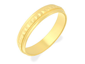 9ct gold Pyramid Design Beaded Edge Brides