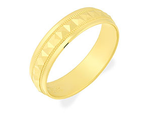 9ct Gold Pyramid Design Beaded Edge Grooms