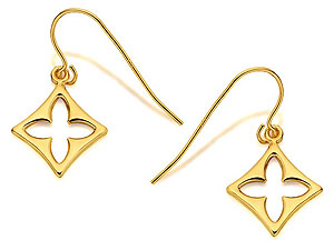 9ct Gold Quatrefoil Hook Wire Earrings - 071220