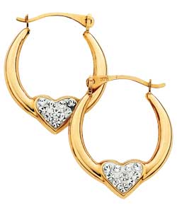 9ct Gold Reversible Cubic Zirconia Heart Creole Earrings