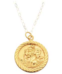 9ct Gold Rope Edged St. Christopher Pendant