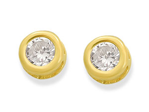 9ct Gold Round Cubic Zirconia Earrings 3mm -