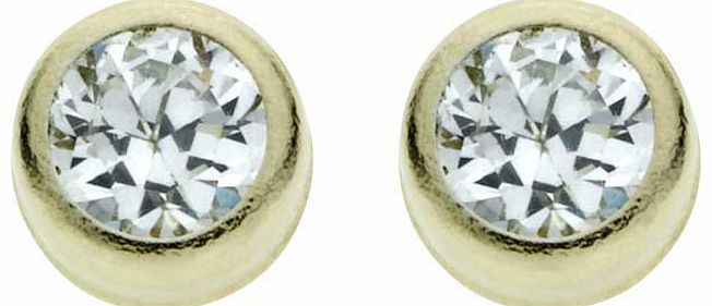9ct Gold Round Cubic Zirconia Rubover Stud