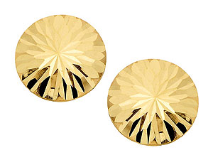 9ct Gold Round Disk Earrings 10mm - 070799