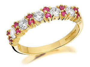 9ct Gold Ruby And Cubic Zirconia Half Eternity