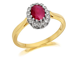 9ct gold Ruby and Diamond Cluster Ring 047403-L