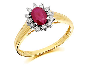 9ct gold Ruby and Diamond Cluster Ring 047410-K