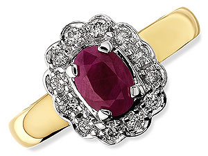 9ct gold Ruby and Diamond Cluster Ring 047412-L