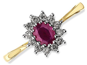 9ct gold Ruby and Diamond Cluster Ring 047413-Q