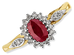 9ct gold Ruby and Diamond Cluster Ring 047415-L