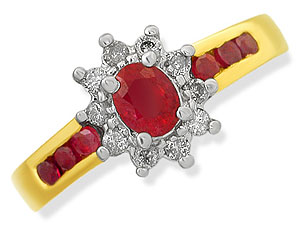 9ct gold Ruby and Diamond Cluster Ring 047474-Q