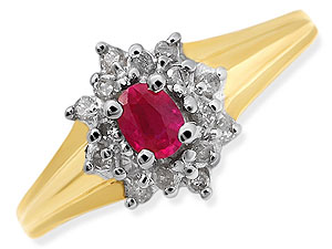 9ct gold Ruby and Diamond Cluster Ring 047483-N