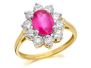 9ct Gold Ruby And Diamond Cluster Ring 1ct -