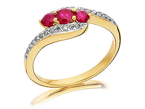 9ct gold Ruby and Diamond Crossover Ring 047305