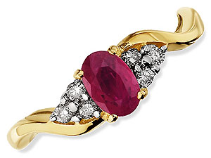 9ct gold Ruby and Diamond Curve Ring 047411-K