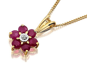 Ruby And Diamond Daisy Pendant And