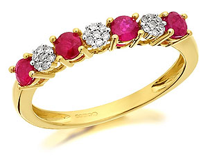 9ct Gold Ruby And Diamond Half Eternity Ring -