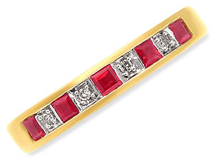 9ct gold Ruby and Diamond Half Eternity Ring 048843-L