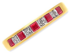 9ct gold Ruby and Diamond Half Eternity Ring 048843-Q