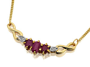 9ct Gold Ruby And Diamond Pendant And Chain -