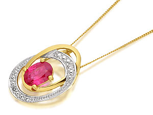 Ruby And Diamond Swirl Pendant And