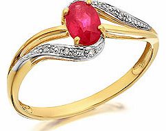 9ct Gold Ruby And Diamond Twist Ring - 180920