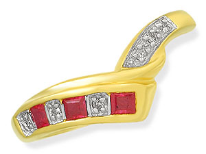 9ct gold Ruby and Diamond Wishbone Ring 048208-K