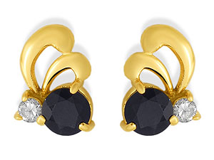 9ct Gold Sapphire And Cubic Zirconia Earrings -